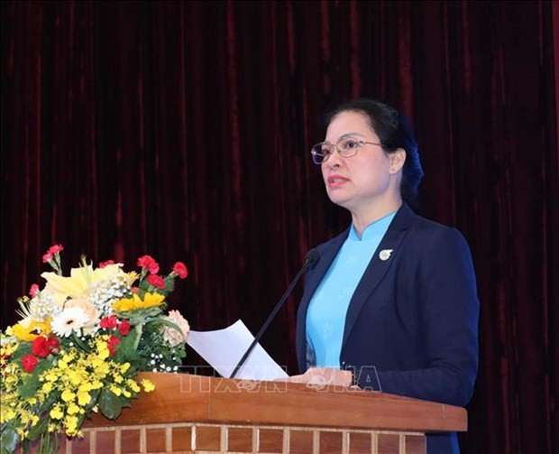 VWU President Ha Thi Nga speaks at the event (Photo: VNA)