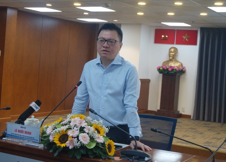 Editor-in-Chief of Nhan Dan Newspaper Le Quoc Minh speaking at the Ho Chi Minh City Press Centre.