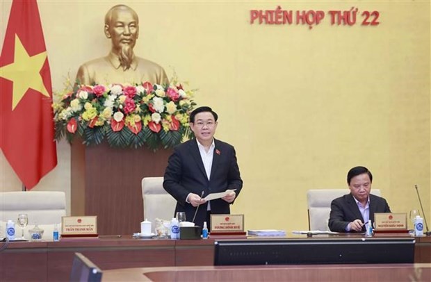 National Assembly Chairman Vuong Dinh Hue speaks at the event. (Photo: VNA)