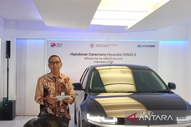 Secretary of the State Secretariat Ministry Setya Utama at the Hyundai IONIQ 5 car handover ceremony on April 17, 2023. (Photo: ANTARA)