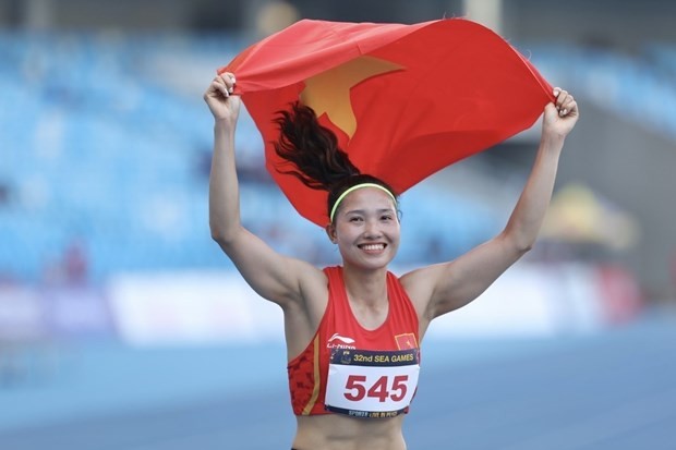 Nguyen Linh Na earns a gold medal in women's heptathlon. (Photo: VNA)