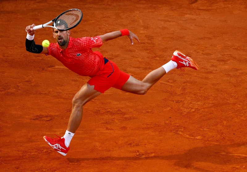 Serbia's Novak Djokovic in action during his round of 64 match against Argentina's Tomas Martin Etcheverry - Italian Open - Foro Italico, Rome, Italy - May 12, 2023. (Photo: Reuters)