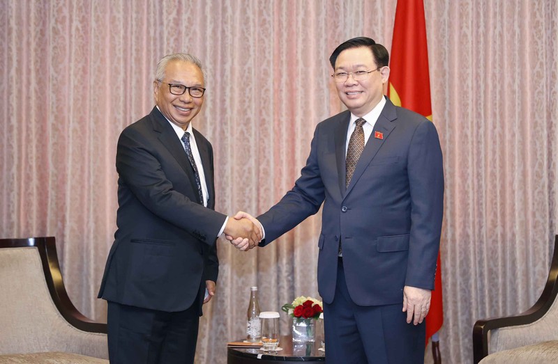 National Assembly Chairman Vuong Dinh Hue receives Managing Director of the Ciputra Group Budiarsa Sastrawinata (Photo: quochoi.vn)