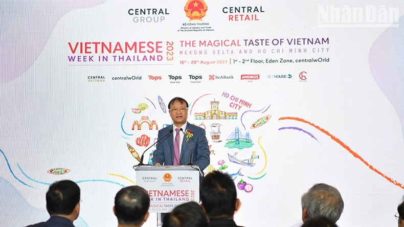 Vietnamese Deputy Minister of Industry and Trade Do Thang Hai speaking at the event. (Photo: NDO)