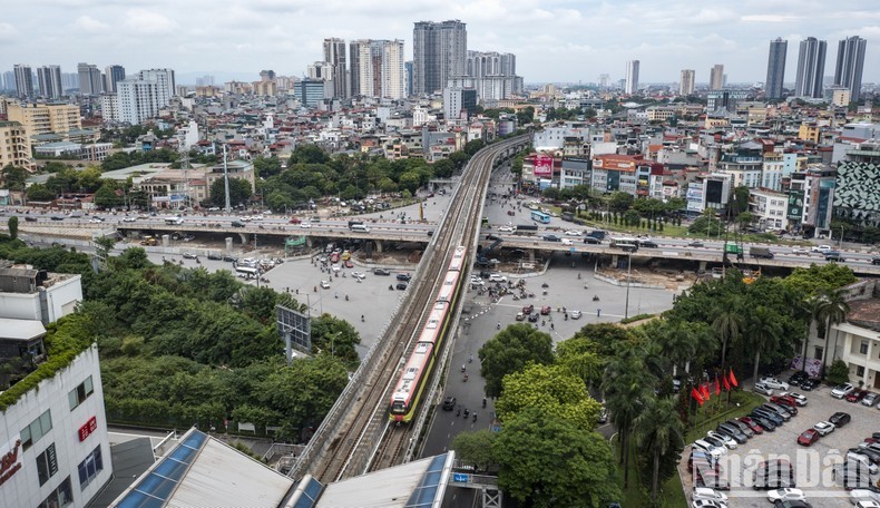 The Nhon-Hanoi Station metro line from the air (Photo: THANH DAT/NDO)