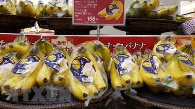 Vietnamese bananas on display in Japan (Photo: VNA)