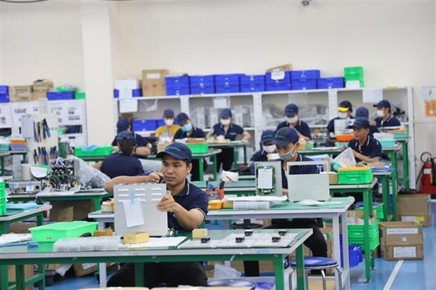 Workers at Tazmo Vietnam - a wholly Japanese invested firm in Long An province. (Photo: VNA)