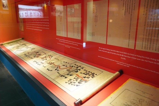 Nguyen Dynasty documents being displayed in Hanoi (Photo: VNA) 
