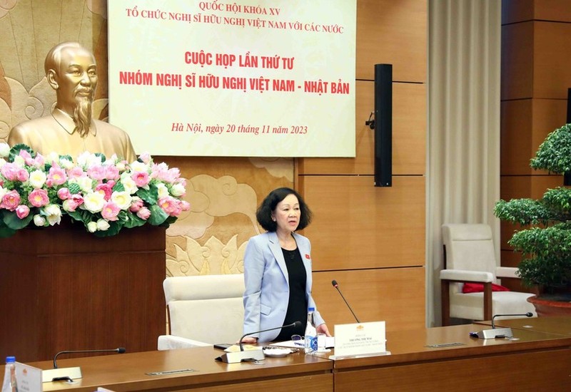 Politburo member Truong Thi Mai speaks at the meeting. (Photo: NDO)