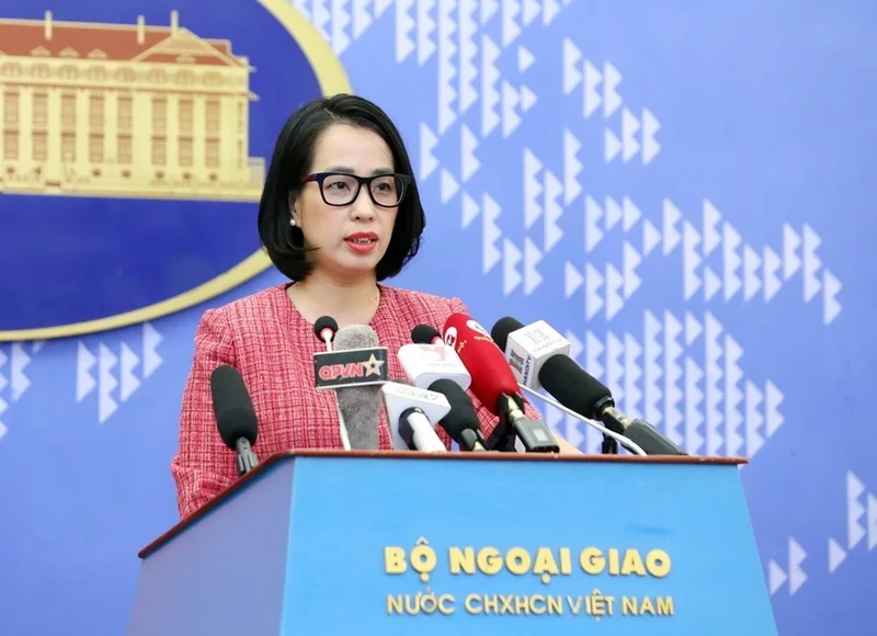 Spokeswoman of the Ministry of Foreign Affairs Pham Thu Hang speaks at the ministry’s regular press conference in Hanoi on December 14. (Photo: VNA)