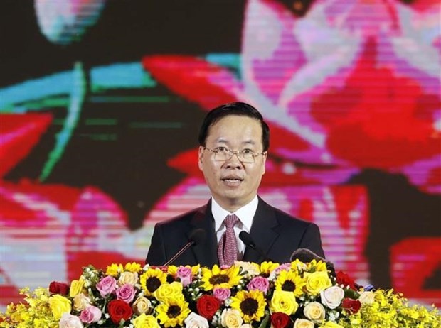 President Vo Van Thuong at the ceremony to mark the 20th anniversary of Hau Giang province's establishment (Photo: VNA)