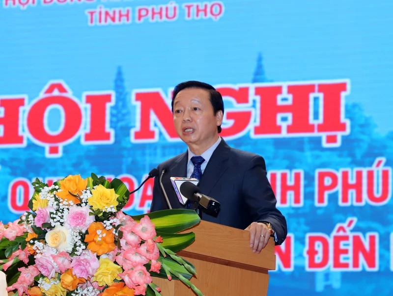 Deputy Prime Minister Tran Hong Ha speaking at the conference. (Photo: NDO)