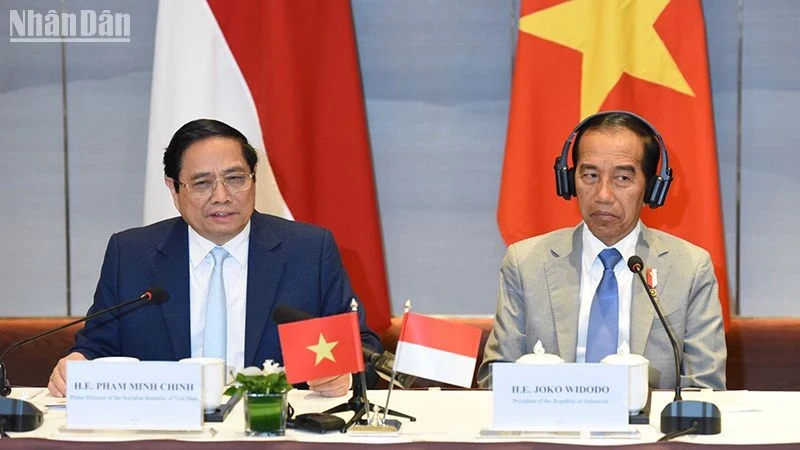 Prime Minister Pham Minh Chinh (L) and Indonesian President Joko Widodo. (Photo: NDO)