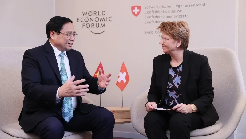 Prime Minister Pham Minh Chinh meets with Swiss President Viola Amherd (Photo: VNA)