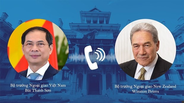 Vietnamese Minister of Foreign Affairs Bui Thanh Son holds phone talks with Deputy Prime Minister and Minister for Foreign Affairs of New Zealand Winston Peters. (Photo: Vietnamese Ministry of Foreign Affairs)