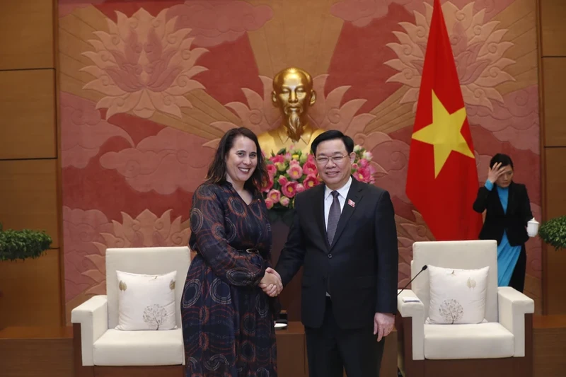 Chairman of the National Assembly (NA) Vuong Dinh Hue receives New Zealand Ambassador to Vietnam Tredene Dobson in Hanoi. (Photo: VNA)