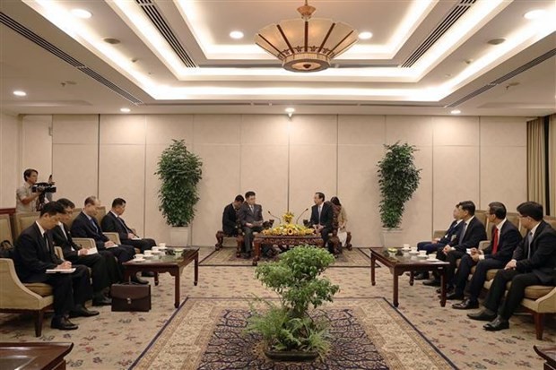Secretary of Ho Chi Minh City Party Committee Nguyen Van Nen receives Director of the International Department of the Central Committee of the Workers’ Party of Korea (WPK) Kim Song Nam on March 27. (Photo: VNA)