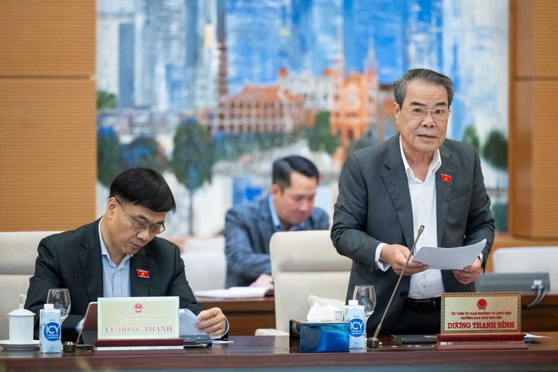 Head of the NA Standing Committee's Ombudsman Commission Duong Thanh Binh speaks at the meeting. (Photo: quochoi.vn)