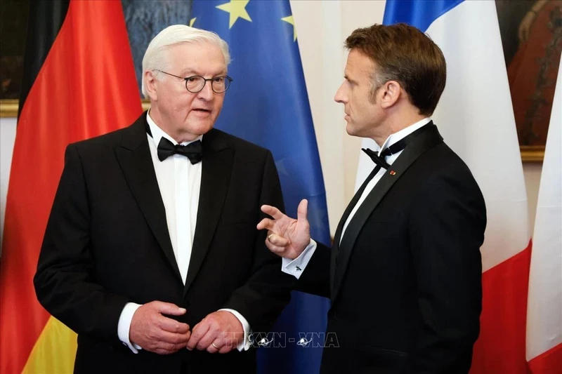 French President Emmanuel Macron (right) and his German counterpart Frank-Walter Steinmeier at a meeting in Berlin on May 26, 2024. (Photo: AFP/VNA)