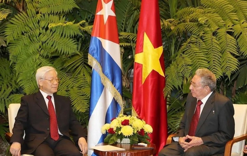 Party General Secretary Nguyen Phu Trong (left) holds talks with the First Secretary of the Communist Party of Cuba (PCC) Central Committee Raul Castro Ruz in Havana on March 29, 2018 (Photo: VNA)