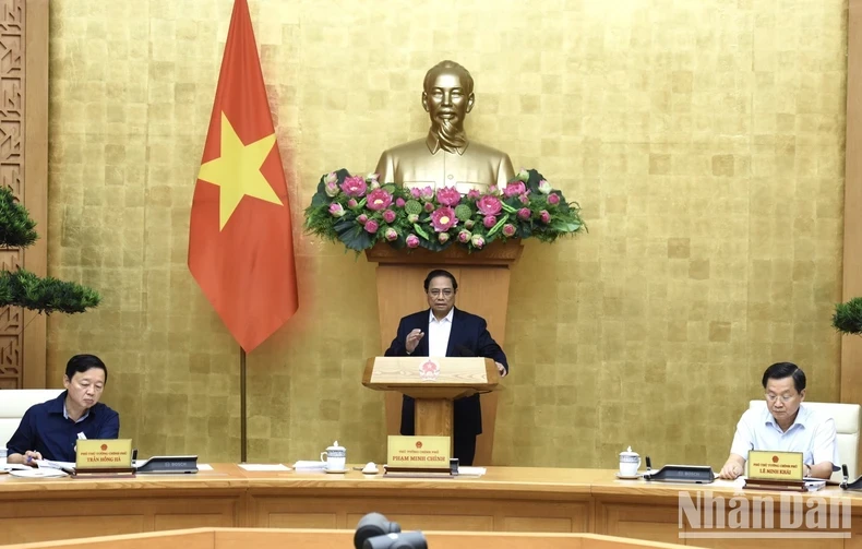 PM Pham Minh Chinh speaks at the session. (Photo: NDO)