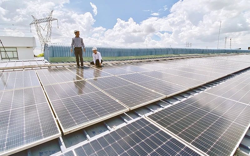 A rooftop solar power system at Tan Tao Industrial Park, Ho Chi Minh City