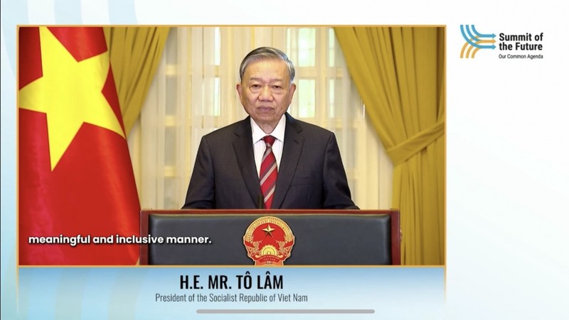 Party General Secretary and State President To Lam speaks in the video message. (Photo: VOV)