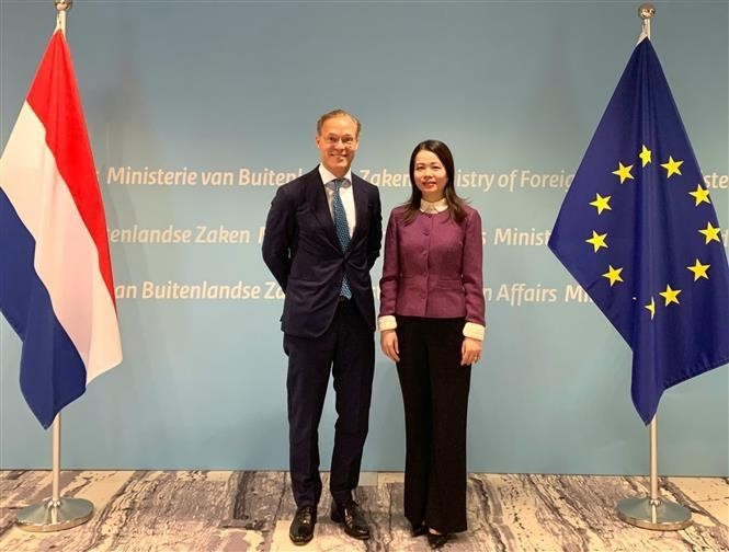 Deputy Minister of Foreign Affairs Nguyen Minh Hang and Prince Jaime de Bourbon de Parme, who is also Climate Envoy of the Netherlands. (Photo: VNA)