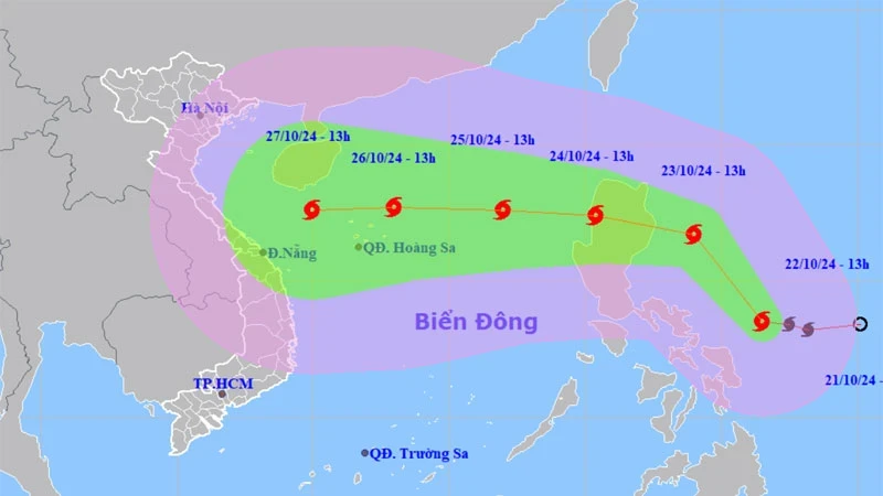 The projected path of Typhoon (Photo: nchmf.gov.vn)