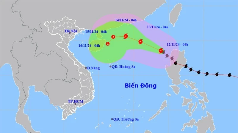 The predicted trajectory of Storm Toraji (Photo: nchmf.gov.vn)