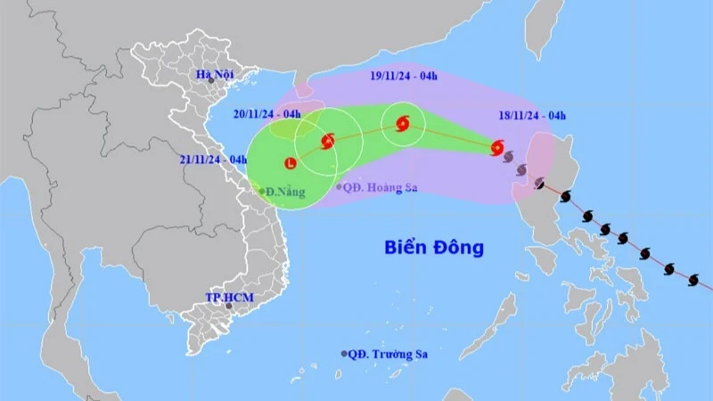 The projected path of Typhoon Man-yi (Photo: nchmf.gov.vn)