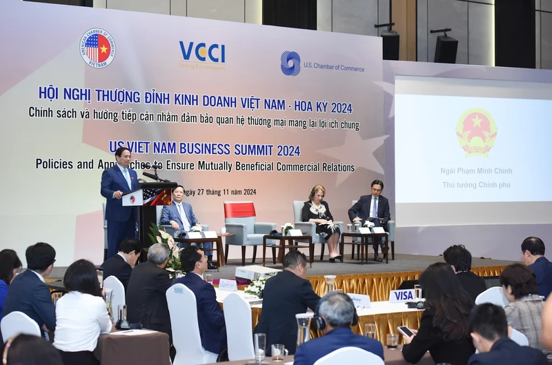 Prime Minister Pham Minh Chinh speaks at the 2024 US-Vietnam Business Summit. (Photo: NDO)