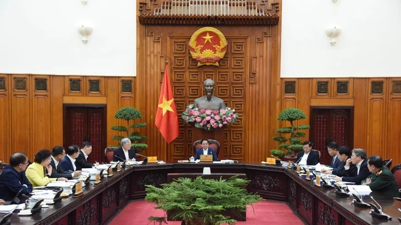 Prime Minister Pham Minh Chinh speaks at the second meeting of the Government steering committee. (Photo: NDO)