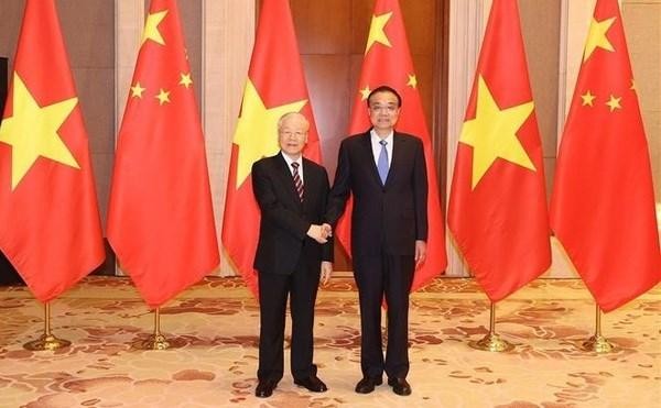 Party General Secretary Nguyen Phu Trong (L) and Chinese Premier Li Keqiang (Photo: VNA)