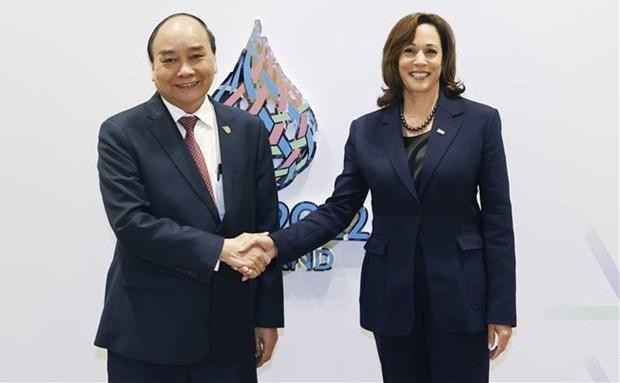 President Nguyen Xuan Phuc and US Vice President Kamala Harris (Photo: VNA)