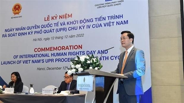Deputy Minister of Foreign Affairs Ha Kim Ngoc speaks at the event. (Photo: VNA)