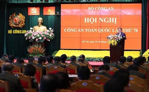PM Pham Minh Chinh addresses the 78th National Public Security Conference in Hanoi on December 19. (Photo: VNA)