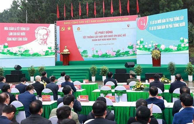 PM Pham Minh Chinh speaks at the launch ceremony. (Photo: VNA)