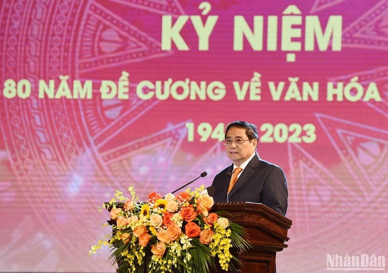 PM Pham Minh Chinh speaks at the event. (Photo: Tran Hai)