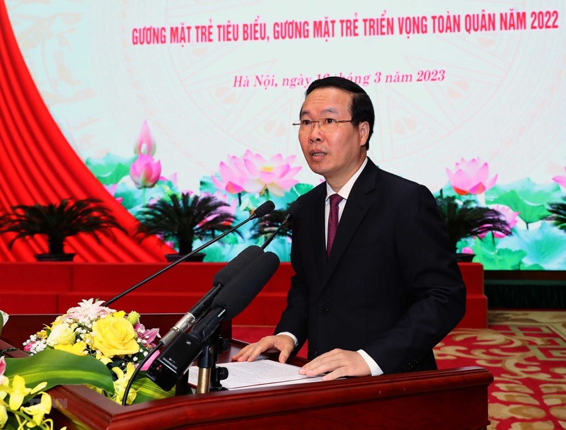 President Vo Van Thuong speaks at the event. (Photo: VNA)