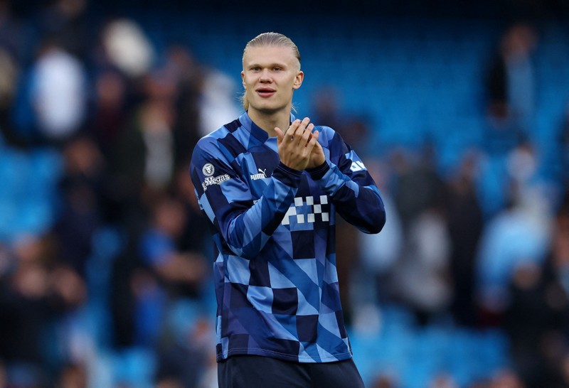 Manchester City's Erling Braut Haaland celebrates after the match - Premier League - Manchester City v Leicester City - Etihad Stadium, Manchester, the UK - April 15, 2023. (Photo: Reuters)