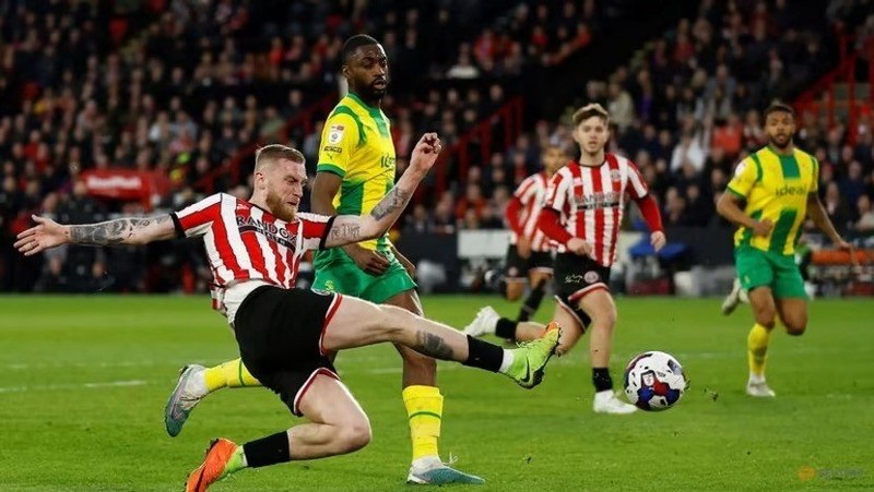 Caption: Sheffield United’s Oli McBurnie in action during the match against West Bromwich Albion in the Championship on Wednesday. (Photo: Reuters) 