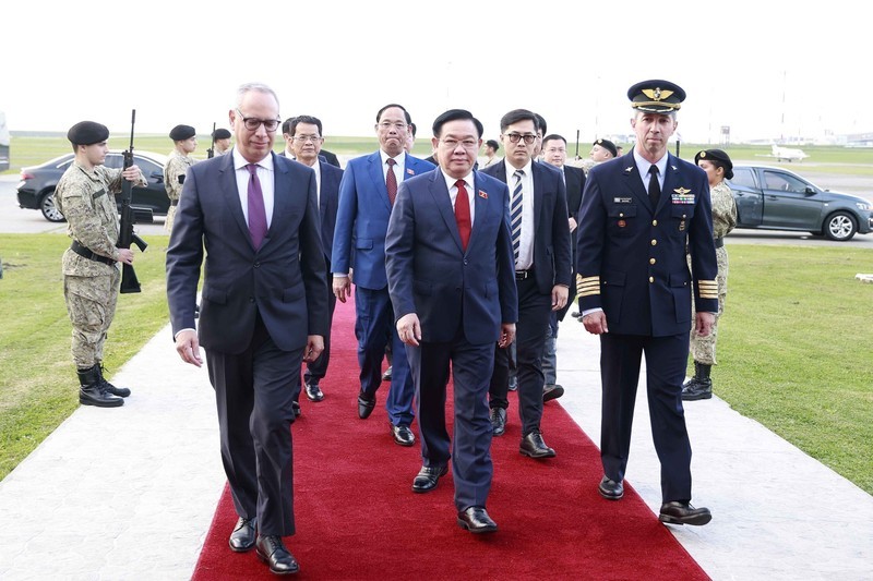 National Assembly Chairman Vuong Dinh Hue (C) starts official visit to Uruguay (Photo: VNA)