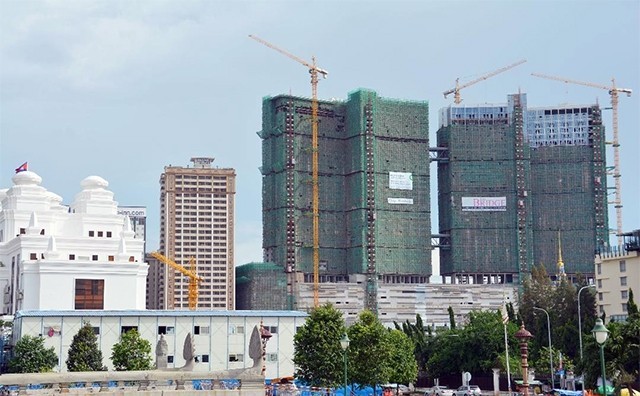 High-rise buildings are being constructed in Cambodia.