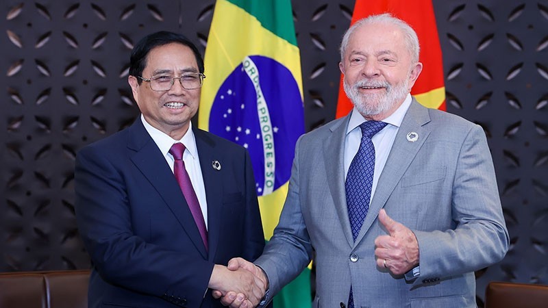 Prime Minister Pham Minh Chinh has a meeting with Brazilian President Luiz Inácio Lula da Silva on May 21. (Photo: Nhat Bac)