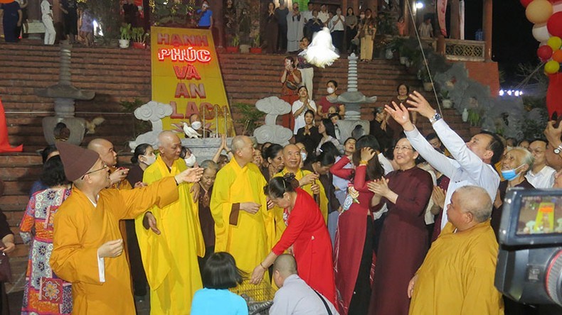 Birds are released in celebration of Buddha’s birthday.