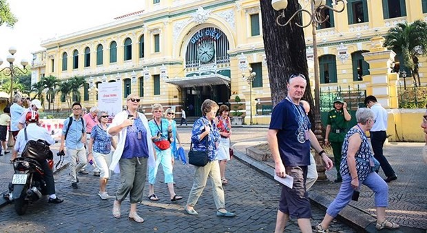 Foreign tourists in Ho Chi Minh City.