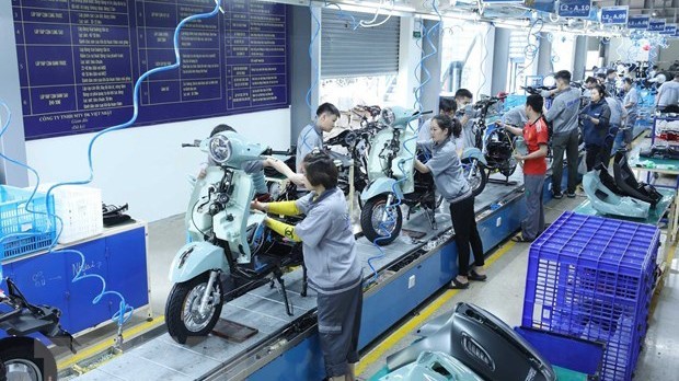 Manufacturing electric bikes at Vietnam-Japan DK Electric Vehicle Company. (Photo: VNA)