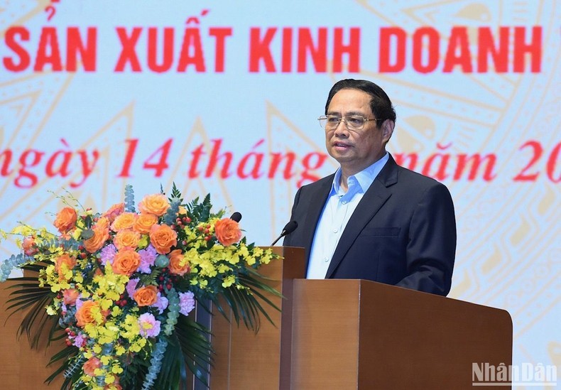 Prime Minister Pham Minh Chinh addresses the meeting. (Photo: Tran Hai)