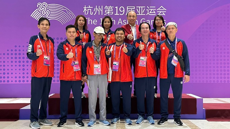 Vietnam's xiangqi team at the Hangzhou Asian Games.